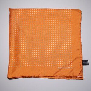 Vtg Ralph Lauren Silk Polka Dot Pocket Square Made In Italy, Sz 17 in x 17.5 in